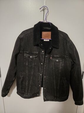 Levi's Black Sherpa Collar Denim Jacket Size L